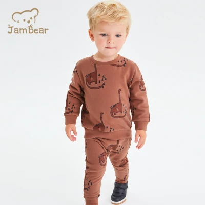 Jambear Organic Cotton Baby Sweatshirt Set Sustainable Kids Sportswear Crew Neck Jumper and Joggers Toddler Jogger Set