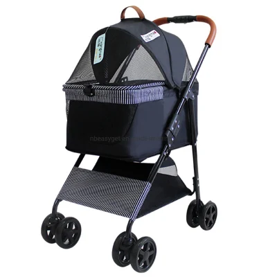 Portable Pet Stroller Cat Trolley, Dog Travel Cart Pram Shockproof Pet Detachable Strolling Cart, Puppy Pushchair Four
