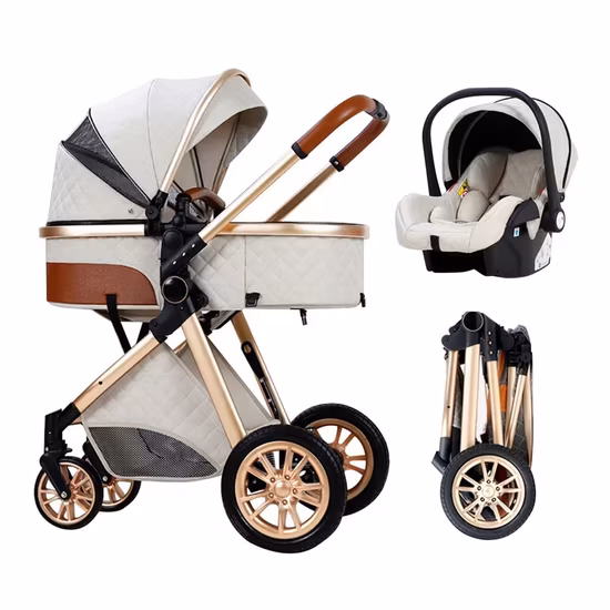 New En 1888 Cheap Lightweight Travel System Pram Set Folding Luxury Baby Strollers 4 3 in 1 with Car Seat for Babies