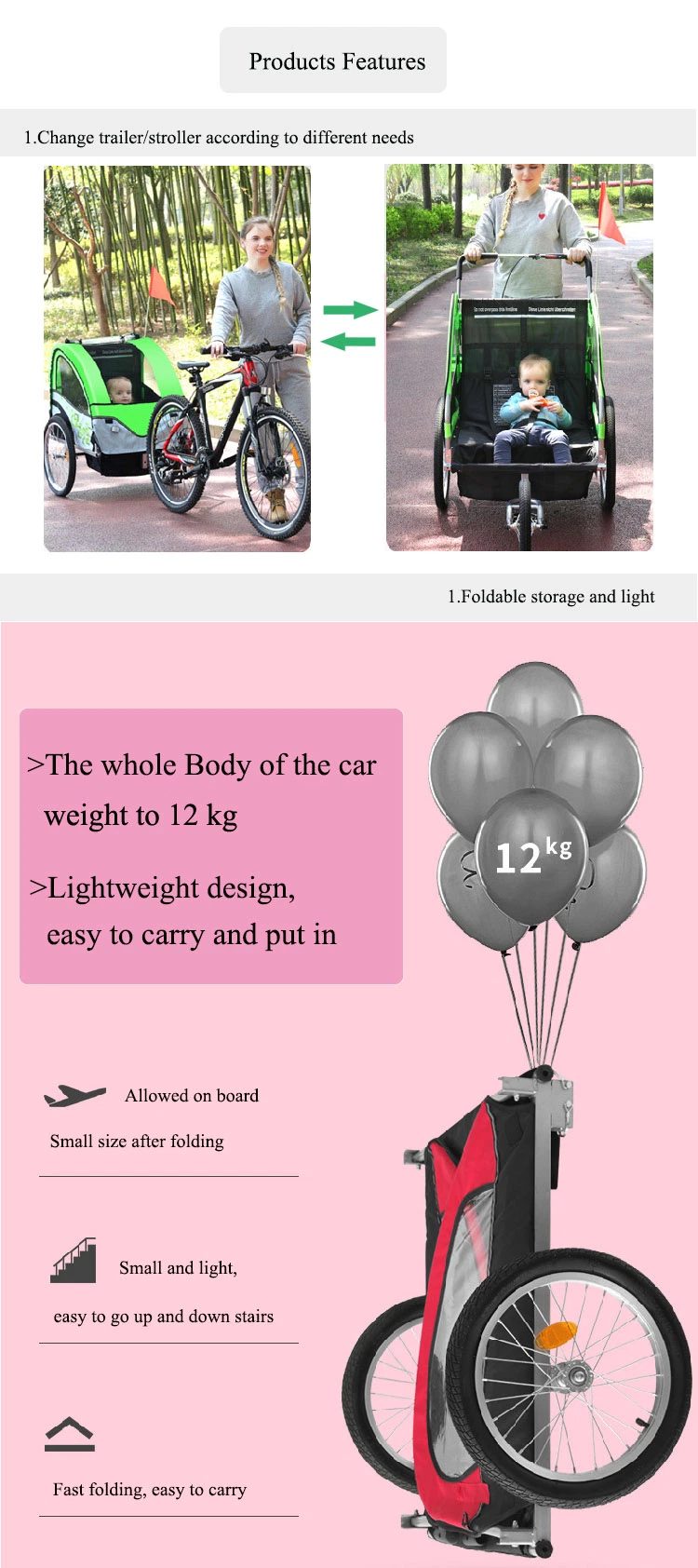 Best Pet Bicycle Trailer Dog Stroller/Pet for Bike Baby Child Trailers